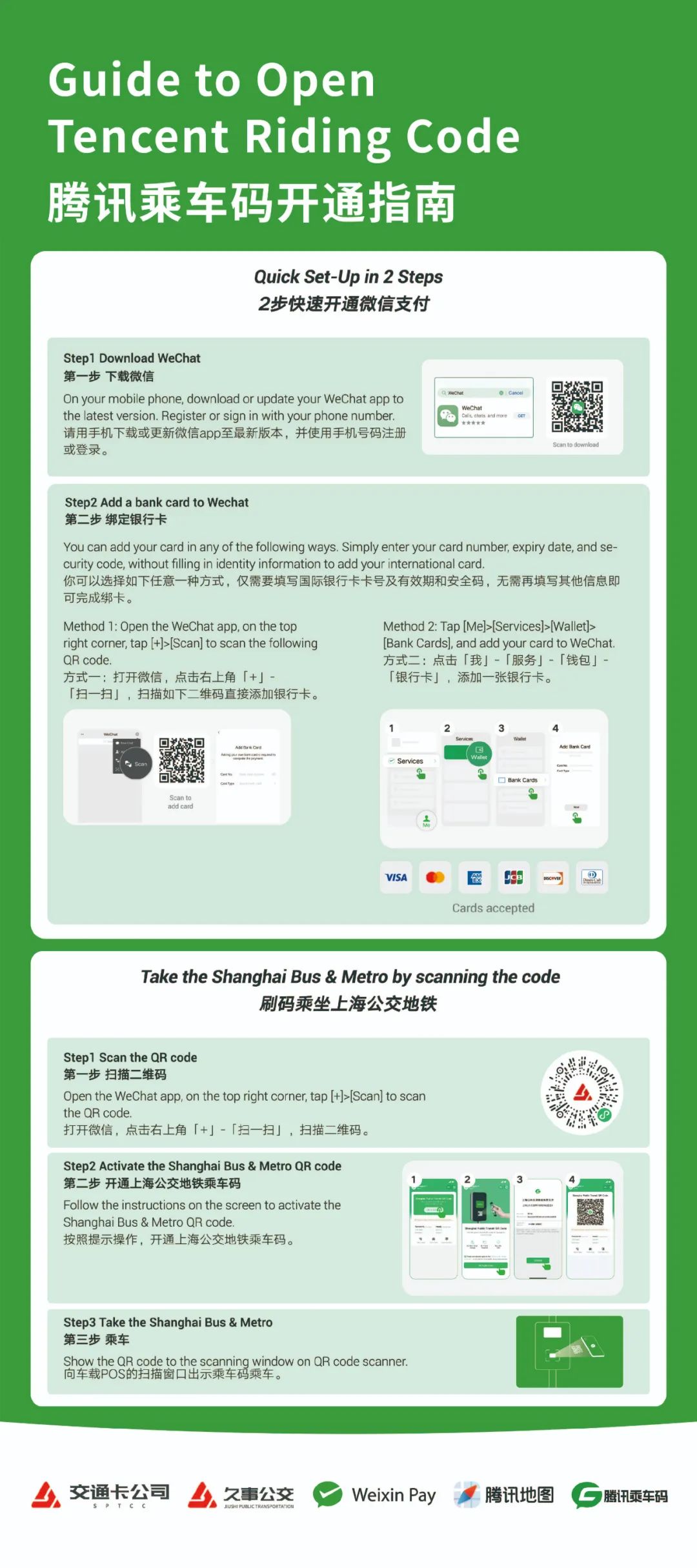 欢迎全球游客，用“Tencent Riding Code”坐中国公交地铁！